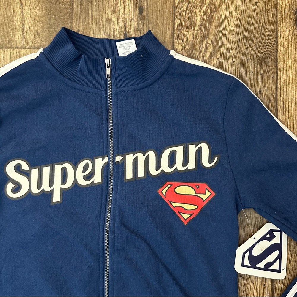 Superman Logo 1938 Zip Sport cropped Jacket Women’s Size S Blue